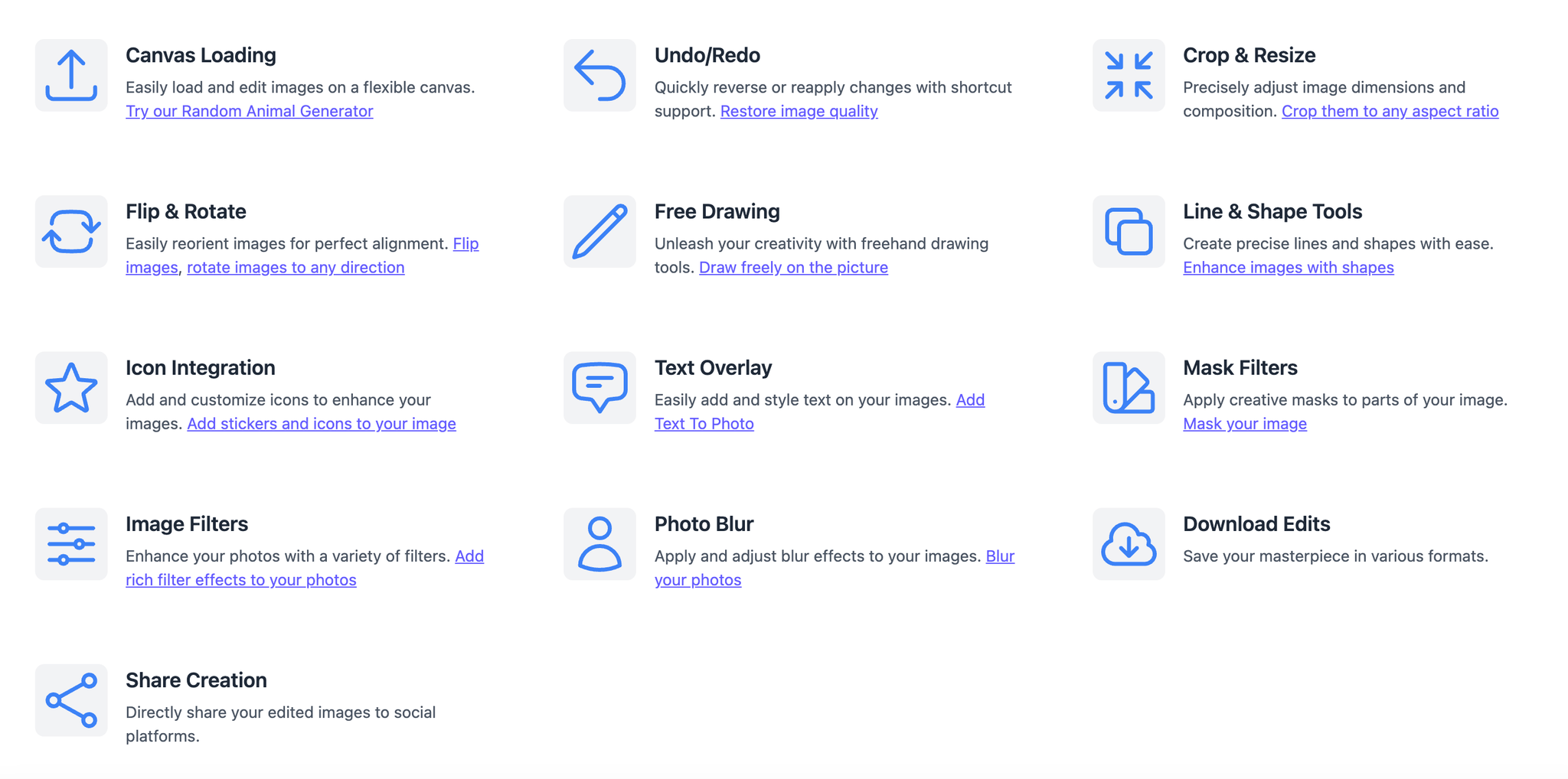 The features of Photo Editor - Crayon AI