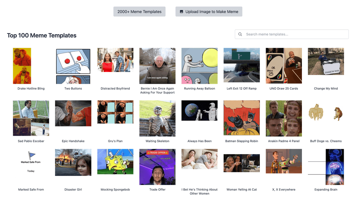 Meme Generator with Top 100 meme templates